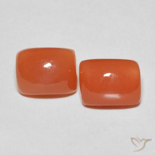 5.12ctw Naturel Orange moyen Pierre de lune, Coussin, Translucide