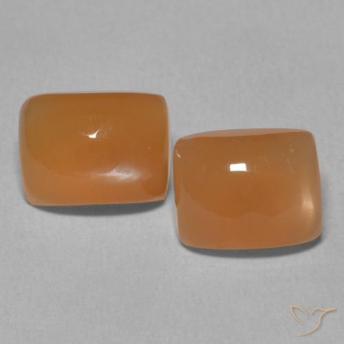 5.07ctw Naturel Orange abricot chaud Pierre de lune, Coussin, Translucide