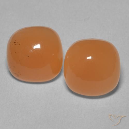 4.28ctw Naturel Orange moyen Pierre de lune, Coussin, Translucide