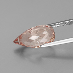 Morganite Saumon Rose naturelle Briolette, 6.86 ct, SI