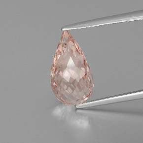Morganite rose naturelle briolette, 5,55 ct, SI