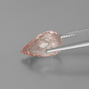Morganite rose naturelle briolette, 5,55 ct, SI