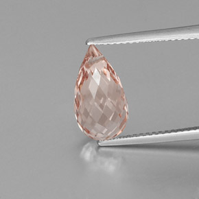 Morganite rose naturelle briolette, 4,15 ct, VS