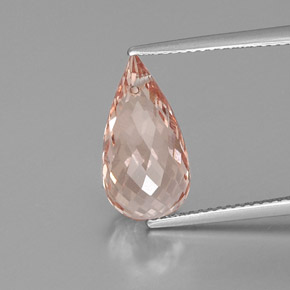Morganite rose naturelle briolette, 5,88 ct, VS