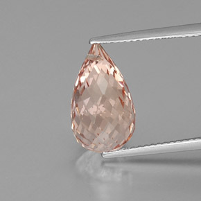 Morganite Saumon Rose naturelle Briolette, 6.71 ct, SI