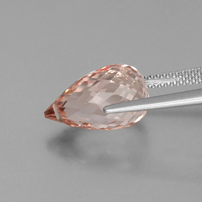 Morganite Saumon Rose naturelle Briolette, 6.71 ct, SI