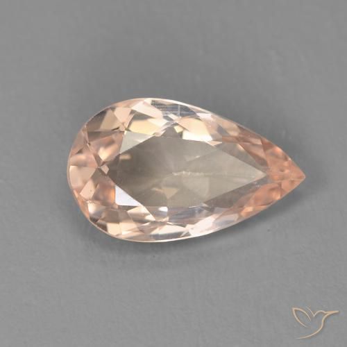 Morganite Saumon Rose naturelle En forme de poire, 0.93 ct, VVS