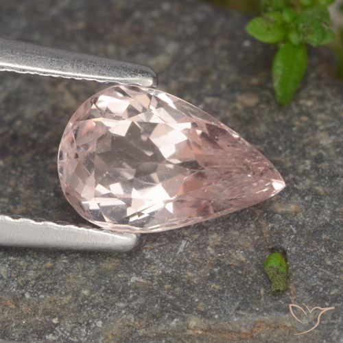 1.01ct Naturel Rose clair Morganite, En forme de poire, VS