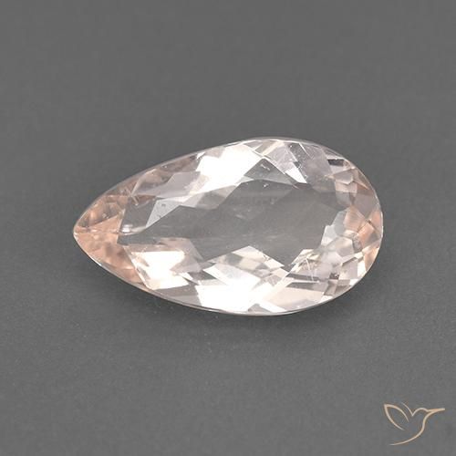 Morganite Saumon Rose naturelle En forme de poire, 1.21 ct, VS