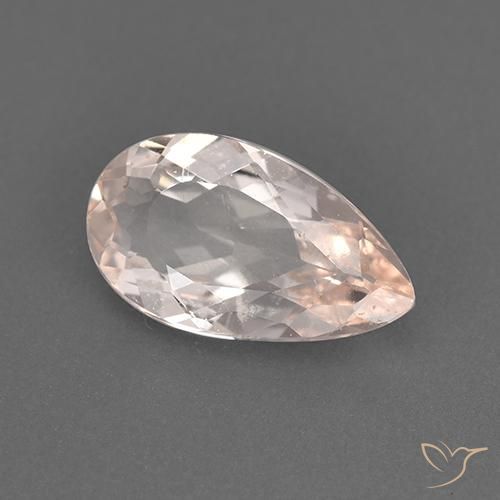 Morganite Saumon Rose naturelle En forme de poire, 1.21 ct, VS