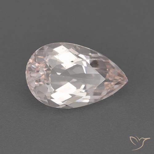 Morganite Rose très clair naturelle En forme de poire, 1.65 ct, VVS-VS