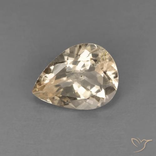 Morganite Light Neutral Orange naturelle En forme de poire, 0.98 ct, VS