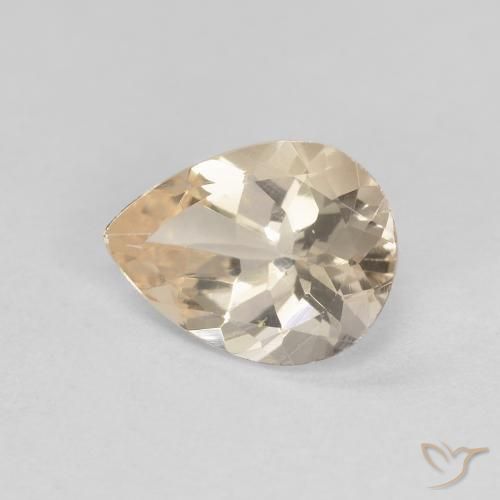 Morganite Doré léger naturelle En forme de poire, 0.84 ct, VVS-VS