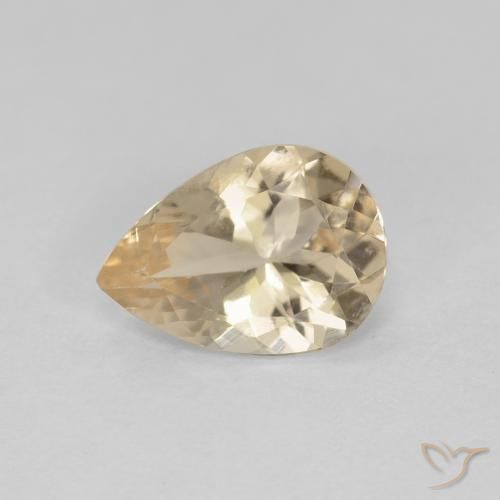 Morganite Doré léger naturelle En forme de poire, 0.76 ct, VVS-VS