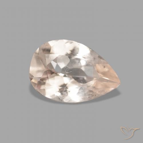 Morganite Saumon Rose naturelle En forme de poire, 0.66 ct, VVS