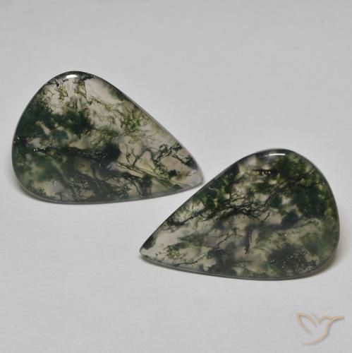 21.96ctw Naturel Multicolore Agate mousse, En forme de poire, Transparent
