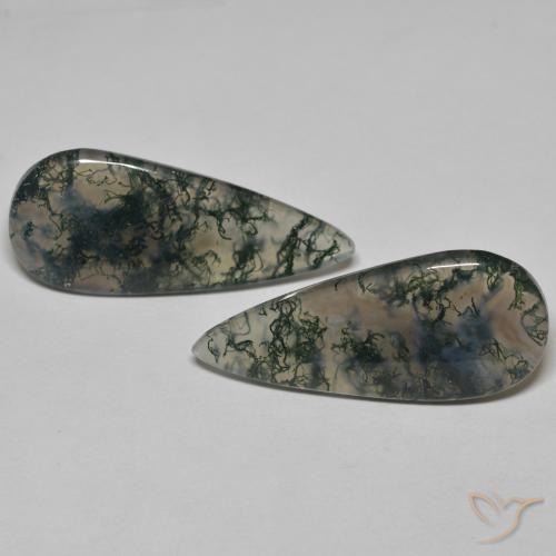 20.61ctw Naturel Multicolore Agate mousse, En forme de poire, Transparent