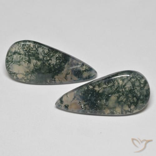 22.50ctw Naturel Multicolore Agate mousse, En forme de poire, Transparent