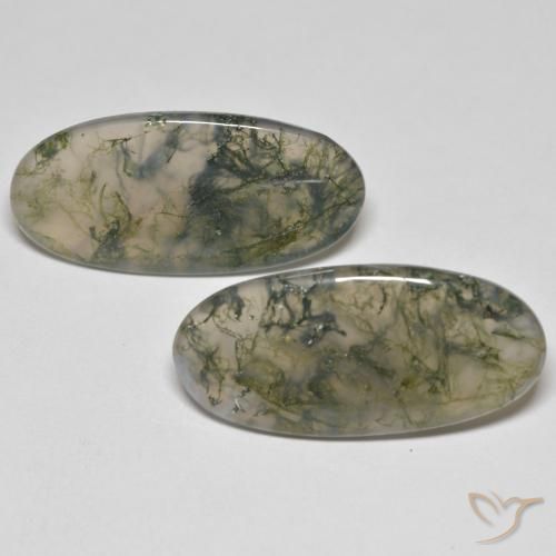 26.37ctw Naturel Multicolore Agate mousse, ovale, Transparent