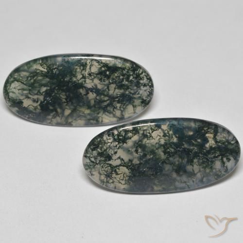 25.55ctw Naturel Multicolore Agate mousse, ovale, Transparent