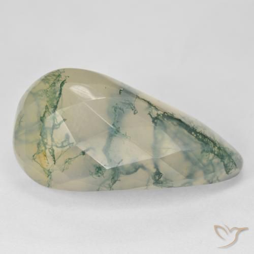 19.03ct Naturel Vert clair Agate mousse, Fantaisie, Translucide