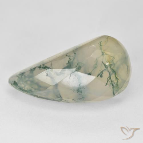 Agate mousse Vert clair naturelle Fantaisie, 19.03 ct, Translucide