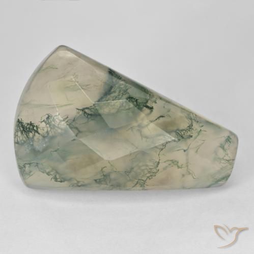 Agate mousse Vert clair naturelle Baquette, 39.72 ct, Translucide