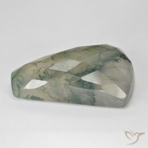 Agate mousse Vert clair naturelle Baquette, 39.72 ct, Translucide