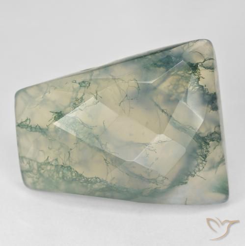 38.30ct Naturel Vert clair Agate mousse, Baquette, Translucide