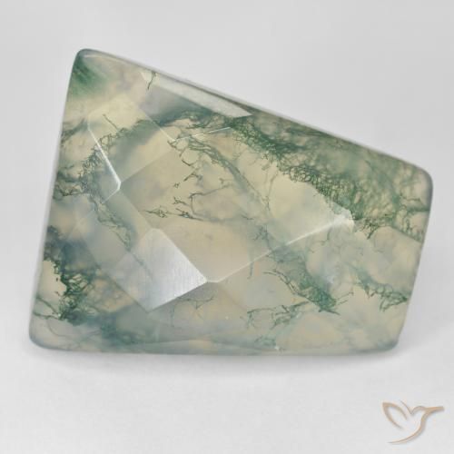 Agate mousse Vert clair naturelle Baquette, 38.30 ct, Translucide