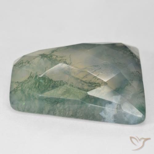 Agate mousse Vert clair naturelle Baquette, 38.30 ct, Translucide