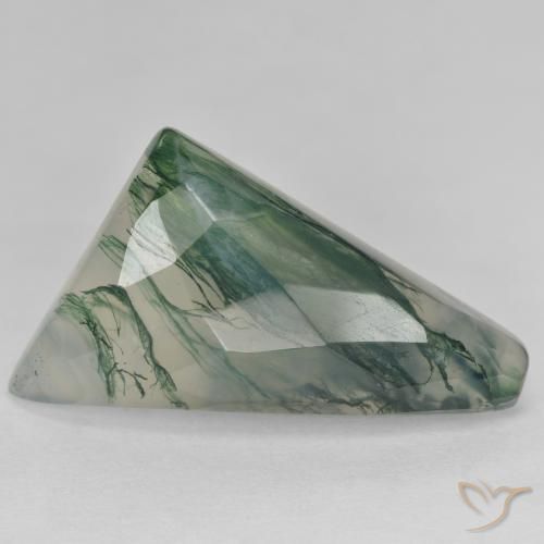 Agate mousse vert naturelle forme fantaisie, 23,60 ct, translucide