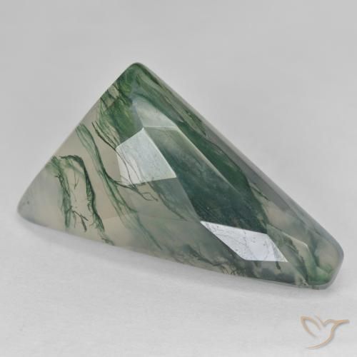 Agate mousse vert naturelle forme fantaisie, 23,60 ct, translucide
