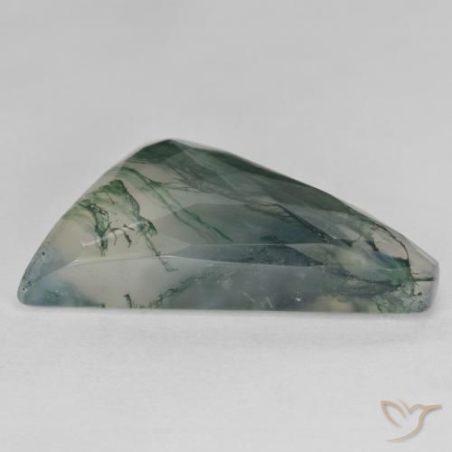 Agate mousse vert naturelle forme fantaisie, 23,60 ct, translucide