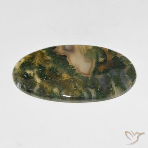 Agate mousse Multicolore naturelle ovale, 47.75 ct, Translucide