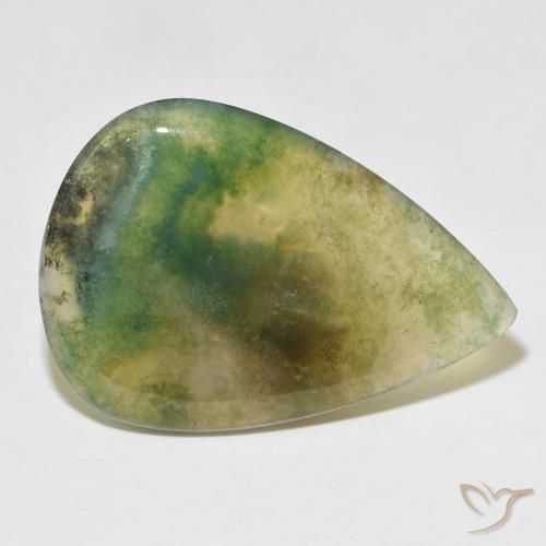 34.42ct Naturel Multicolore Agate mousse, En forme de poire, Translucide