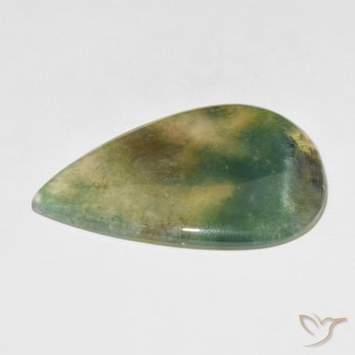 Agate mousse Multicolore naturelle En forme de poire, 34.42 ct, Translucide