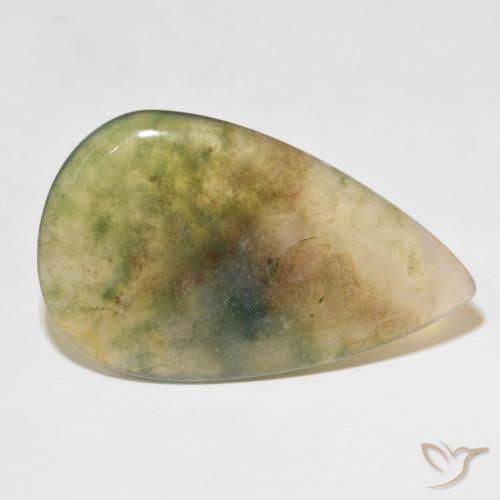Agate mousse Multicolore naturelle En forme de poire, 39.08 ct, Translucide