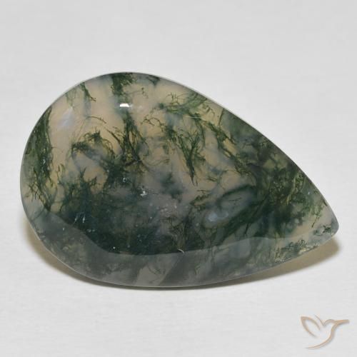 Agate mousse Multicolore naturelle En forme de poire, 24.87 ct, Opaque