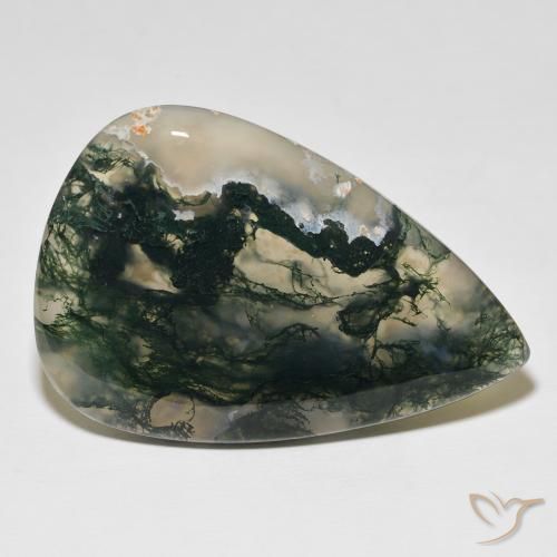 Agate mousse Multicolore naturelle En forme de poire, 98.16 ct, Opaque