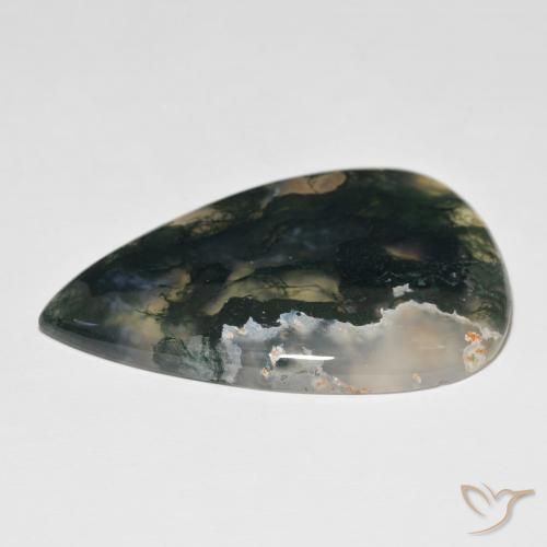 Agate mousse Multicolore naturelle En forme de poire, 98.16 ct, Opaque