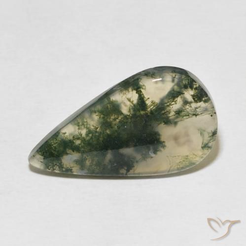 10.69ct Naturel Multicolore Agate mousse, En forme de poire, Translucide