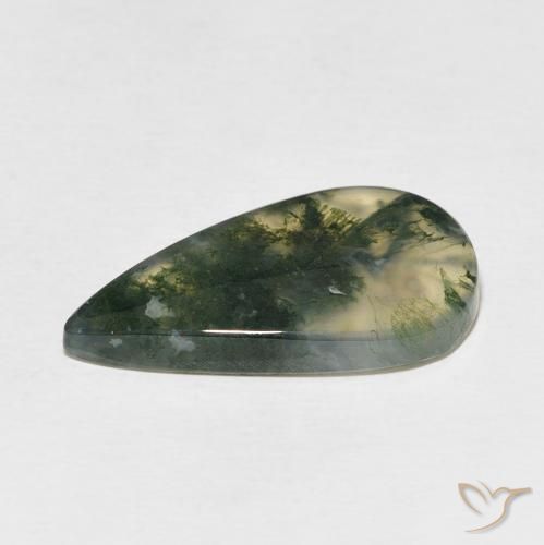 Agate mousse Multicolore naturelle En forme de poire, 10.69 ct, Translucide
