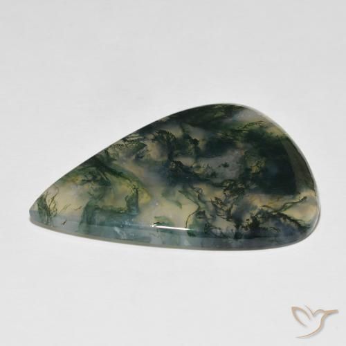 Agate mousse Multicolore naturelle En forme de poire, 76.96 ct, Translucide