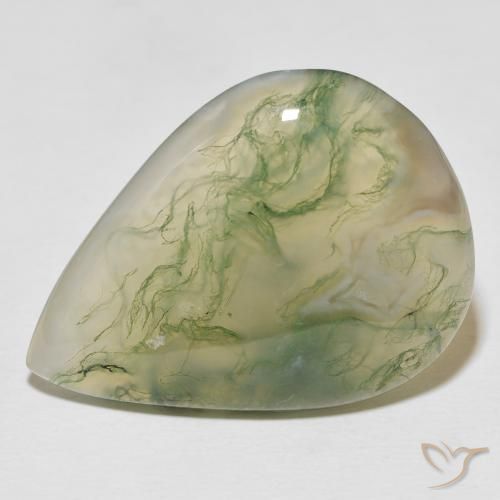 29.52ct Naturel Multicolore Agate mousse, En forme de poire, Opaque