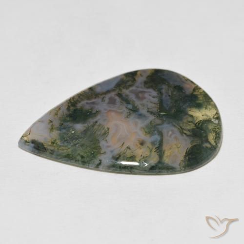 Agate mousse Multicolore naturelle En forme de poire, 23.29 ct, Opaque
