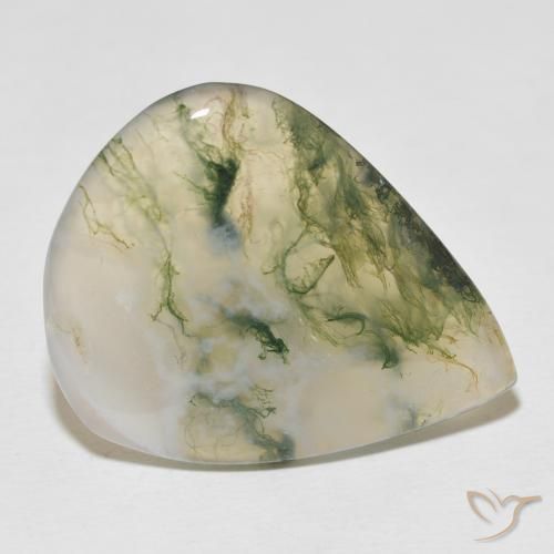 Agate mousse Multicolore naturelle En forme de poire, 22.57 ct, Translucide