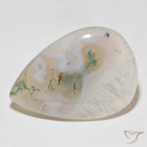30.59ct Naturel Multicolore Agate mousse, En forme de poire, Translucide