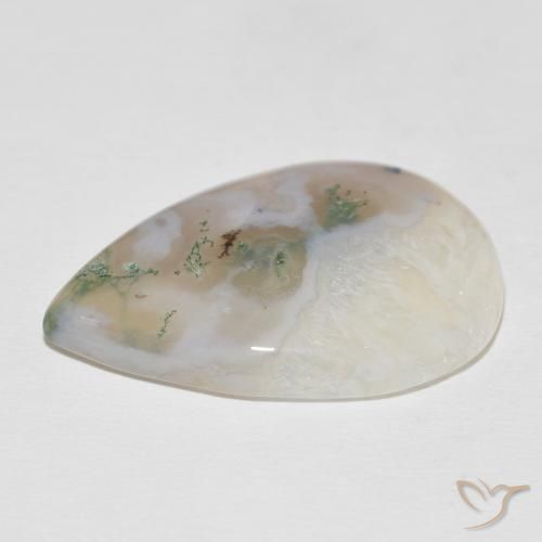Agate mousse Multicolore naturelle En forme de poire, 30.59 ct, Translucide