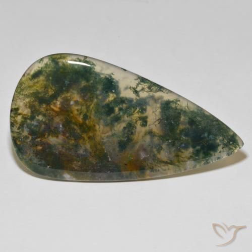 Agate mousse Multicolore naturelle En forme de poire, 95.86 ct, Opaque